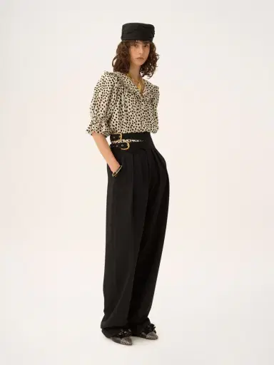 Chloé Puff-sleeve ruffle top in crêpe de chine | Thumbnail 3