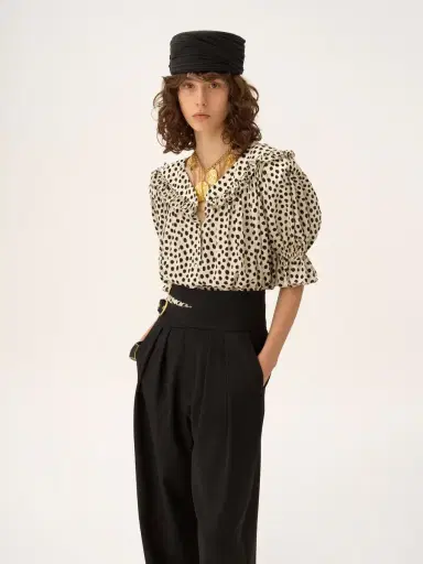 Chloé Puff-sleeve ruffle top in crêpe de chine | Thumbnail 4