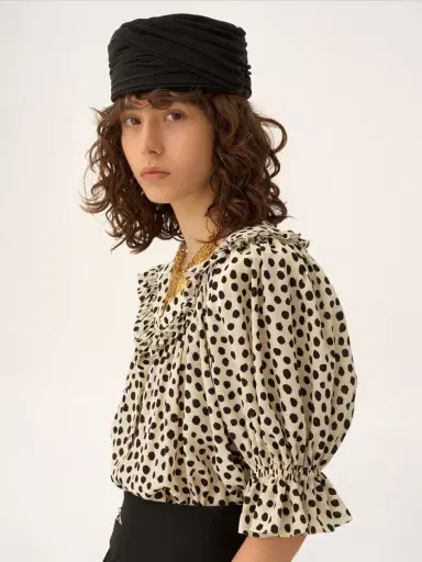 Chloé Puff-sleeve ruffle top in crêpe de chine | Thumbnail 6