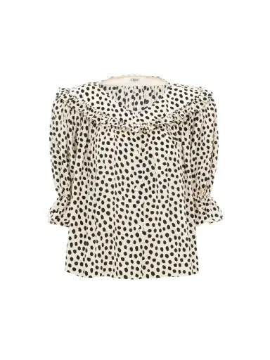 Chloé Puff-sleeve ruffle top in crêpe de chine | Thumbnail 1