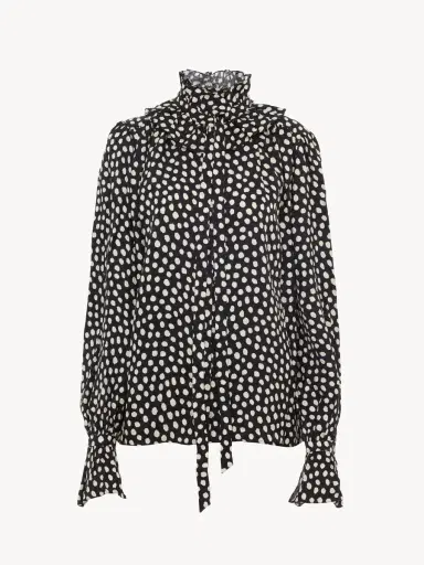 Chloé Tie-front ruffled blouse in silk jacquard | Thumbnail 2