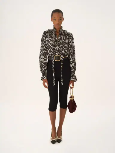 Chloé Tie-front ruffled blouse in silk jacquard | Thumbnail 3