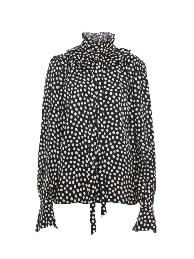 Chloé Tie-front ruffled blouse in silk jacquard