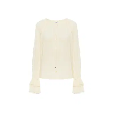 Chloé Gathered V-neck top in silk georgette | Thumbnail 1