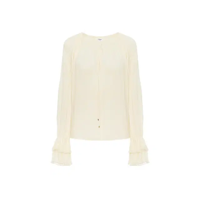 Chloé Gathered V-neck top in silk georgette