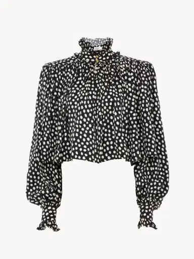 Chloé Maxi gathered high-neck top in silk jacquard | Thumbnail 2