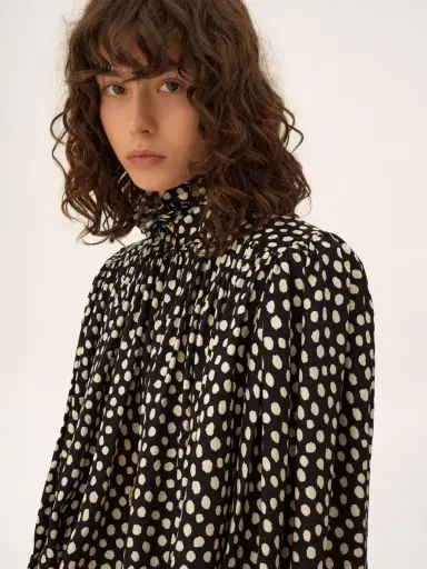 Chloé Maxi gathered high-neck top in silk jacquard | Thumbnail 6