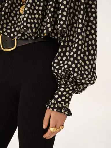 Chloé Maxi gathered high-neck top in silk jacquard | Thumbnail 7