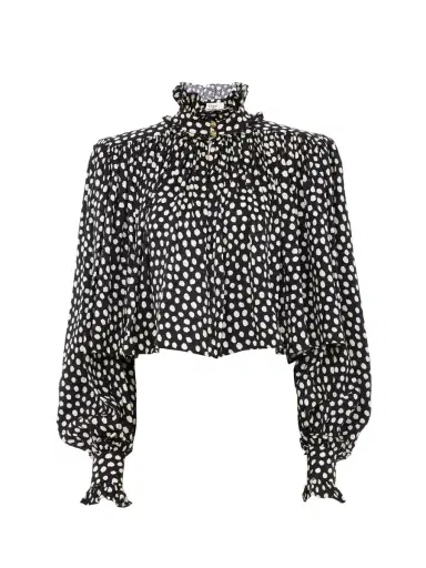 Chloé Maxi gathered high-neck top in silk jacquard | Thumbnail 1