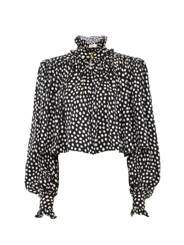 Chloé Maxi gathered high-neck top in silk jacquard