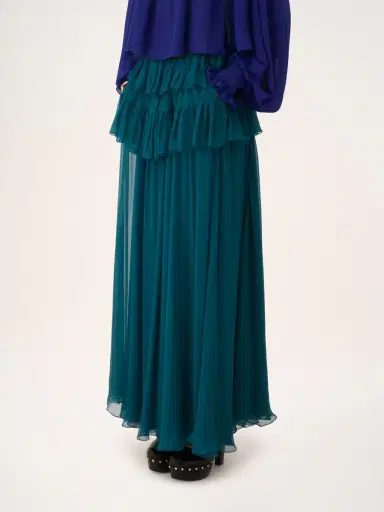 Chloé Ruffled long skirt in silk mousseline | Thumbnail 4