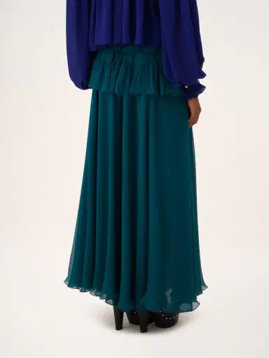 Chloé Ruffled long skirt in silk mousseline | Thumbnail 5