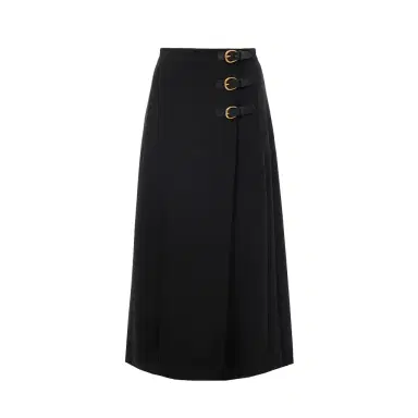 Chloé Pleated midi skirt in wool grain de poudre | Thumbnail 1 Chloé Pleated midi skirt in wool grain de poudre | Thumbnail 1