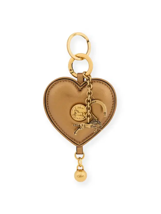 Chloé Chloé Symbols Heart key ring bag charm in metallized leather