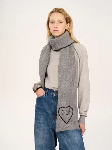Chloé The Chloé Encoeur scarf in wool & cashmere | Thumbnail 3 Chloé The Chloé Encoeur scarf in wool & cashmere | Thumbnail 3
