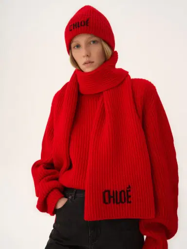 Chloé The Chloé Joyful scarf in wool & cashmere | Thumbnail 3 Chloé The Chloé Joyful scarf in wool & cashmere | Thumbnail 3