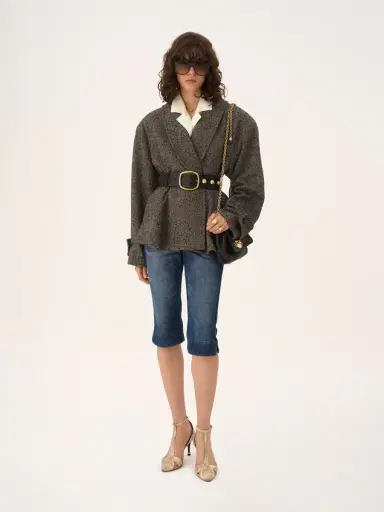 Chloé Short riding coat in chevron wool | Thumbnail 3