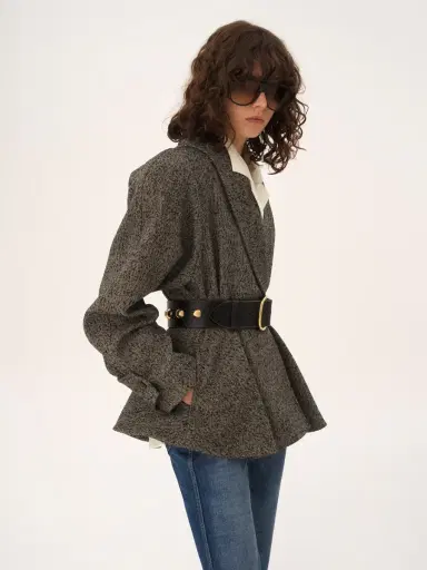 Chloé Short riding coat in chevron wool | Thumbnail 4