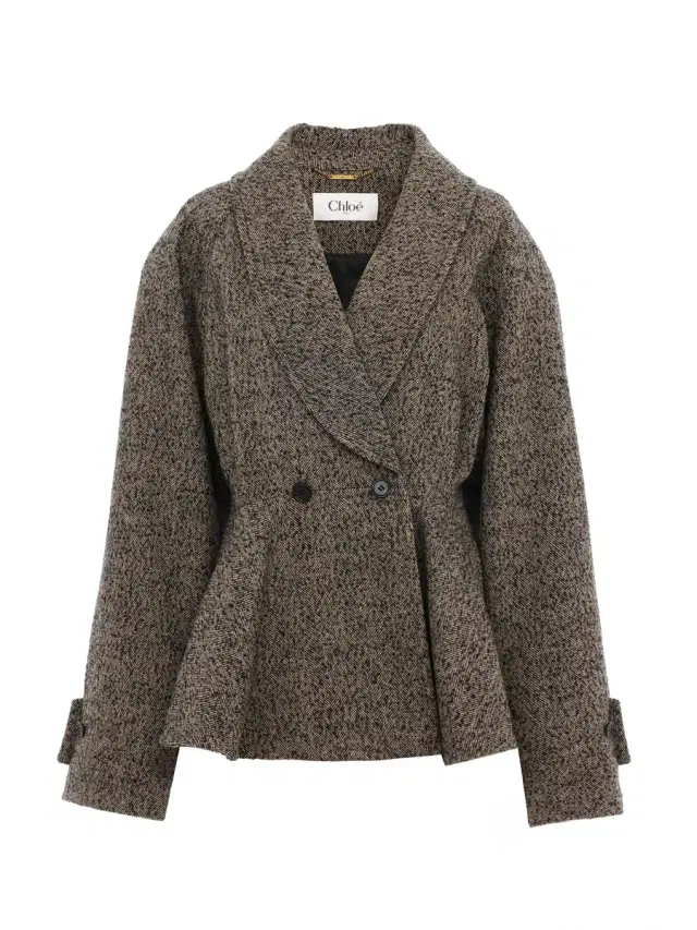 Chloé Short riding coat in chevron wool