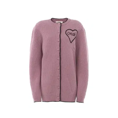 Chloé Generous logo cardigan in a wool & cashmere knit | Thumbnail 1