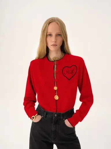 Chloé Fitted logo cardigan in a wool & cashmere knit | Thumbnail 4