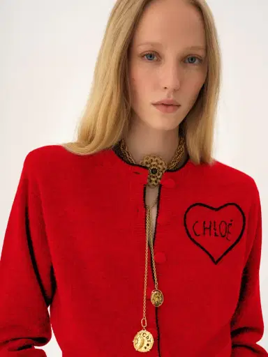 Chloé Fitted logo cardigan in a wool & cashmere knit | Thumbnail 6