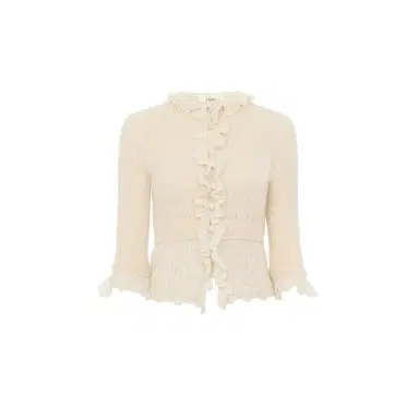 Chloé Cropped ruffle sweater in an alpaca wool & silk knit | Thumbnail 1