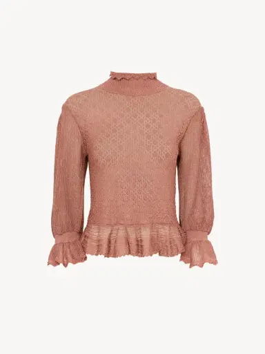Chloé Ruffled puff-sleeve sweater in a lurex knit | Thumbnail 2