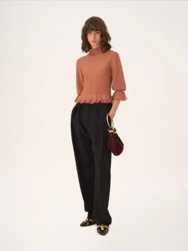 Chloé Ruffled puff-sleeve sweater in a lurex knit | Thumbnail 3