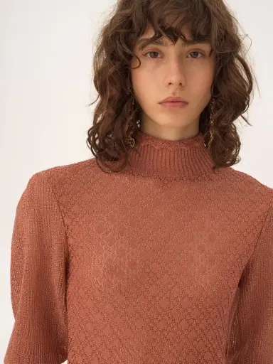 Chloé Ruffled puff-sleeve sweater in a lurex knit | Thumbnail 7