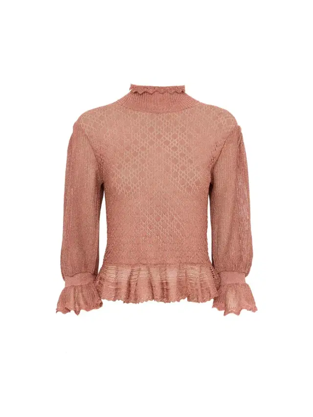 Chloé Ruffled puff-sleeve sweater in a lurex knit