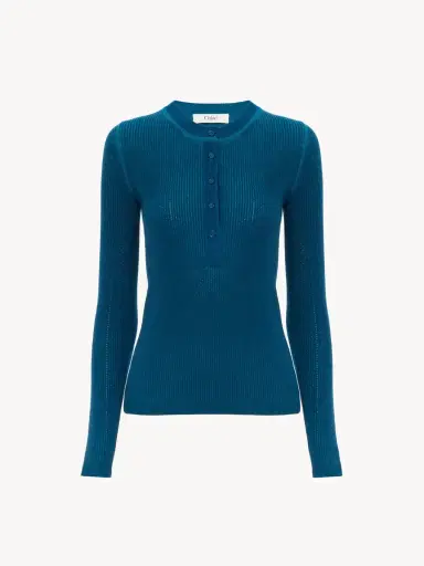 Chloé Henley shirt in a merino wool knit | Thumbnail 2