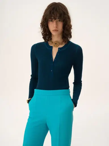 Chloé Henley shirt in a merino wool knit | Thumbnail 4