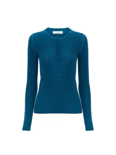 Chloé Henley shirt in a merino wool knit | Thumbnail 1