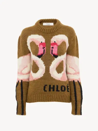 Chloé Crew-neck logo sweater in a wool knit | Thumbnail 2