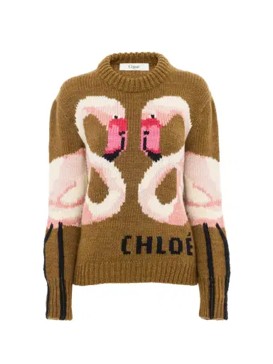 Chloé Crew-neck logo sweater in a wool knit | Thumbnail 1