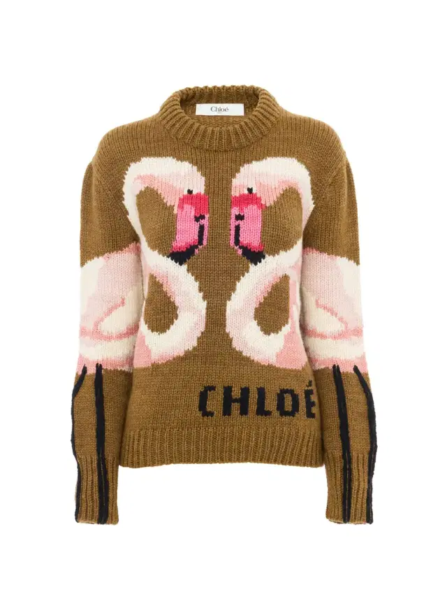 Chloé Crew-neck logo sweater in a wool knit