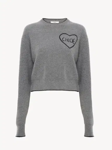 Chloé Cropped fitted logo sweater in a wool knit | Thumbnail 2