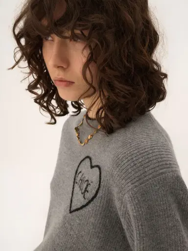 Chloé Cropped fitted logo sweater in a wool knit | Thumbnail 6
