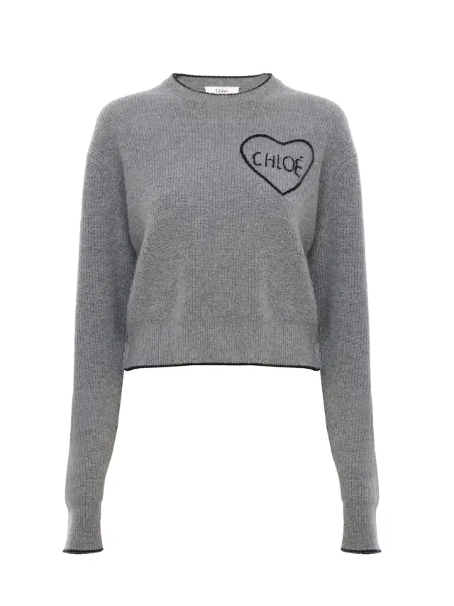 Chloé Cropped fitted logo sweater in a wool knit