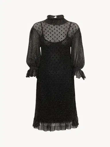 Chloé Ruffled puff-sleeve mini dress in a lurex knit | Thumbnail 2