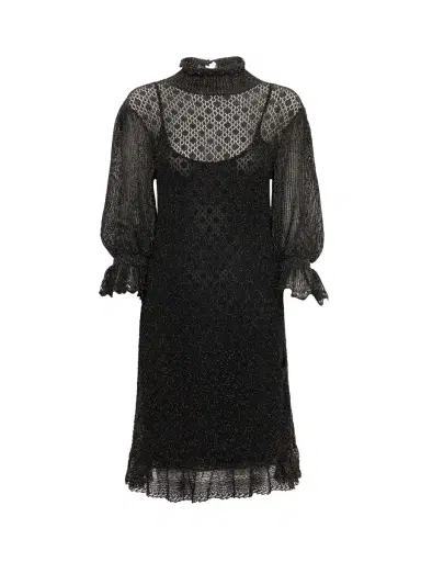 Chloé Ruffled puff-sleeve mini dress in a lurex knit | Thumbnail 1