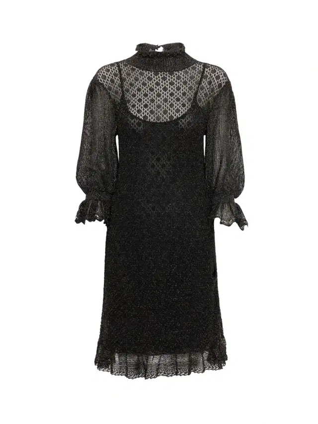 Chloé Ruffled puff-sleeve mini dress in a lurex knit