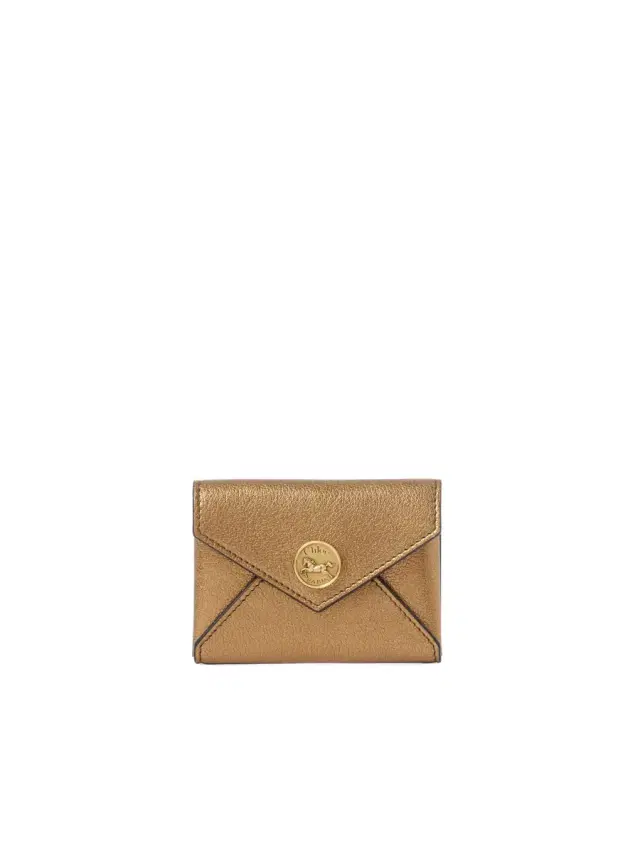 Envelope card holder in metallized leather