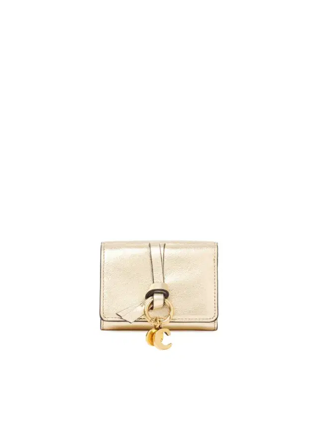 Chloé Mini Alphabet tri-fold in metallized leather