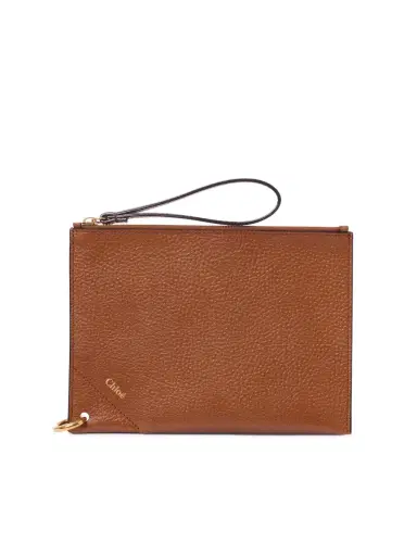 Chloé Chloé Spin zipped pouch in grained leather | Thumbnail 1 Chloé Chloé Spin zipped pouch in grained leather | Thumbnail 1