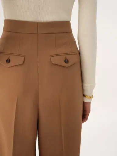 Chloé High-rise gathered pants in wool gabardine | Thumbnail 8