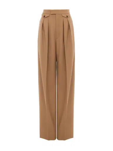Chloé High-rise gathered pants in wool gabardine | Thumbnail 1