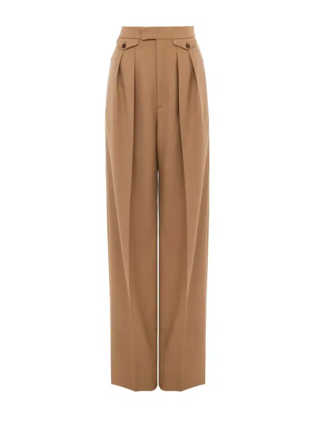 Chloé High-rise gathered pants in wool gabardine