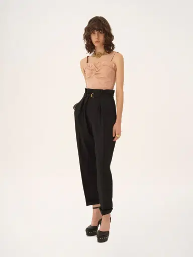 Chloé High-rise wide-leg pants in wool grain de poudre | Thumbnail 3